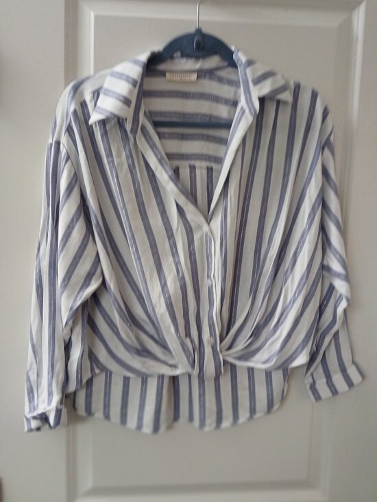 Lovestitch Tops - Lovestitch Women's Palmer Knot Front Striped Shirt Small
